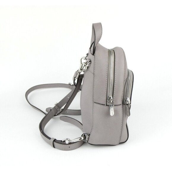 Michael Kors Abbey Gray Silver Perforated Leather Mini Backpack - Picture 2 of 16